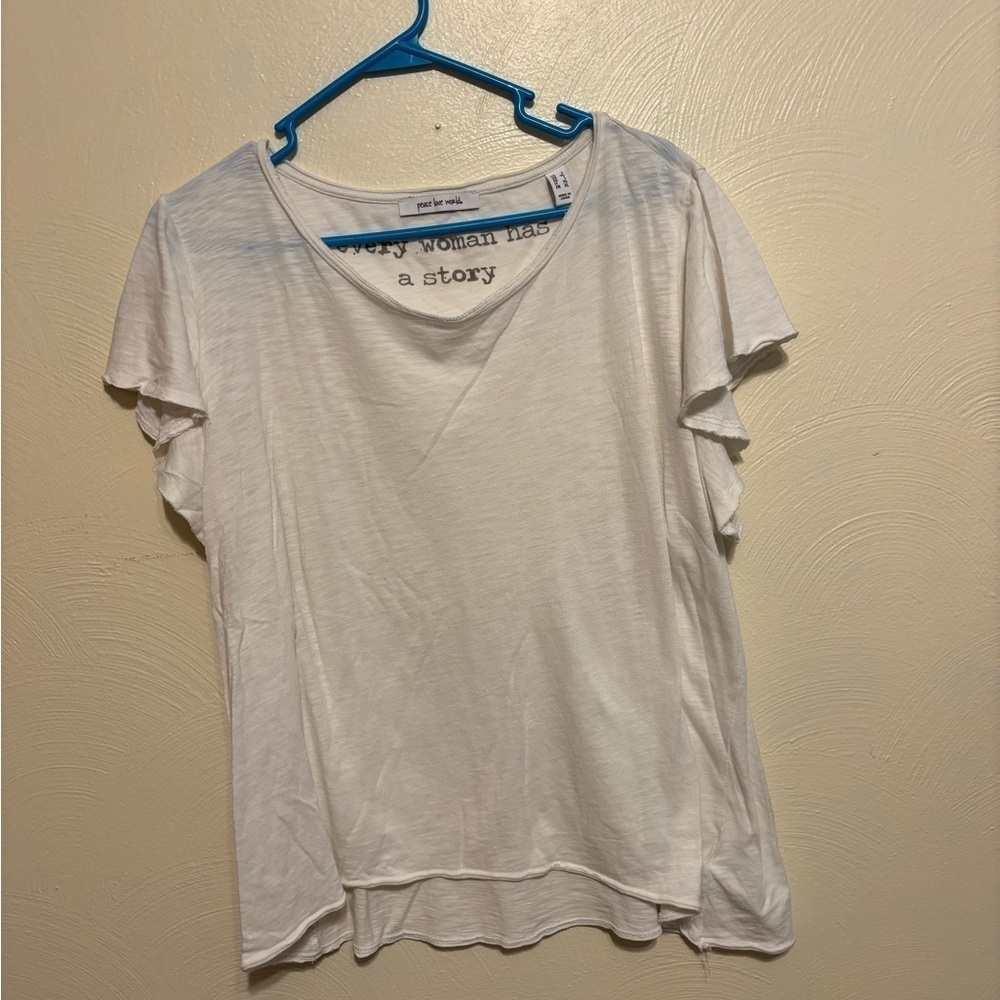 Peace Love World White Relaxed Short Sleeve Tee